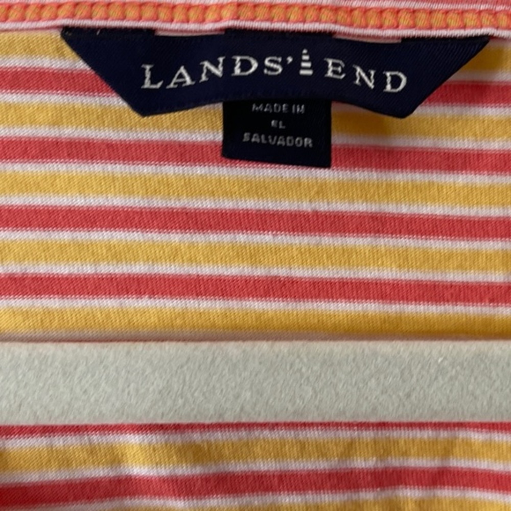 Lands End V-Neck‎ Pink and Yellow striped short sleeved t-shirt size 3X like new - Picture 4 of 4